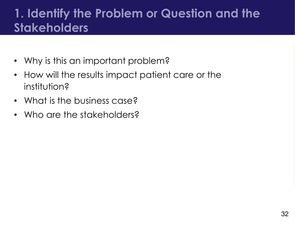 1 identify the problem or question
