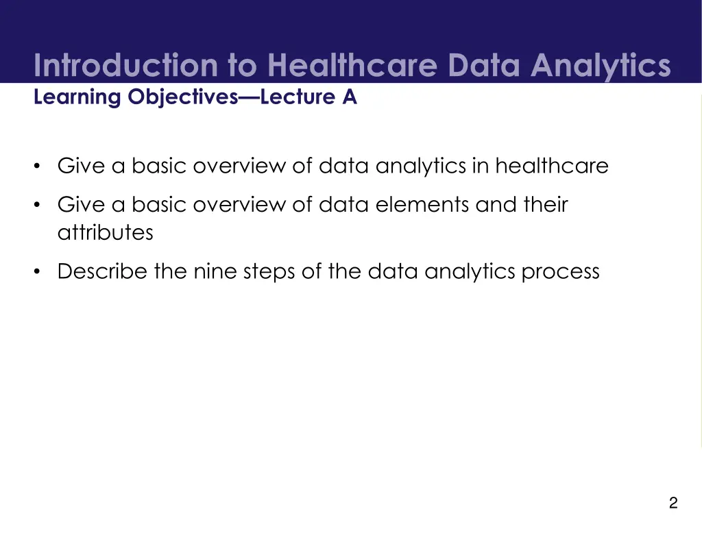 introduction to healthcare data analytics