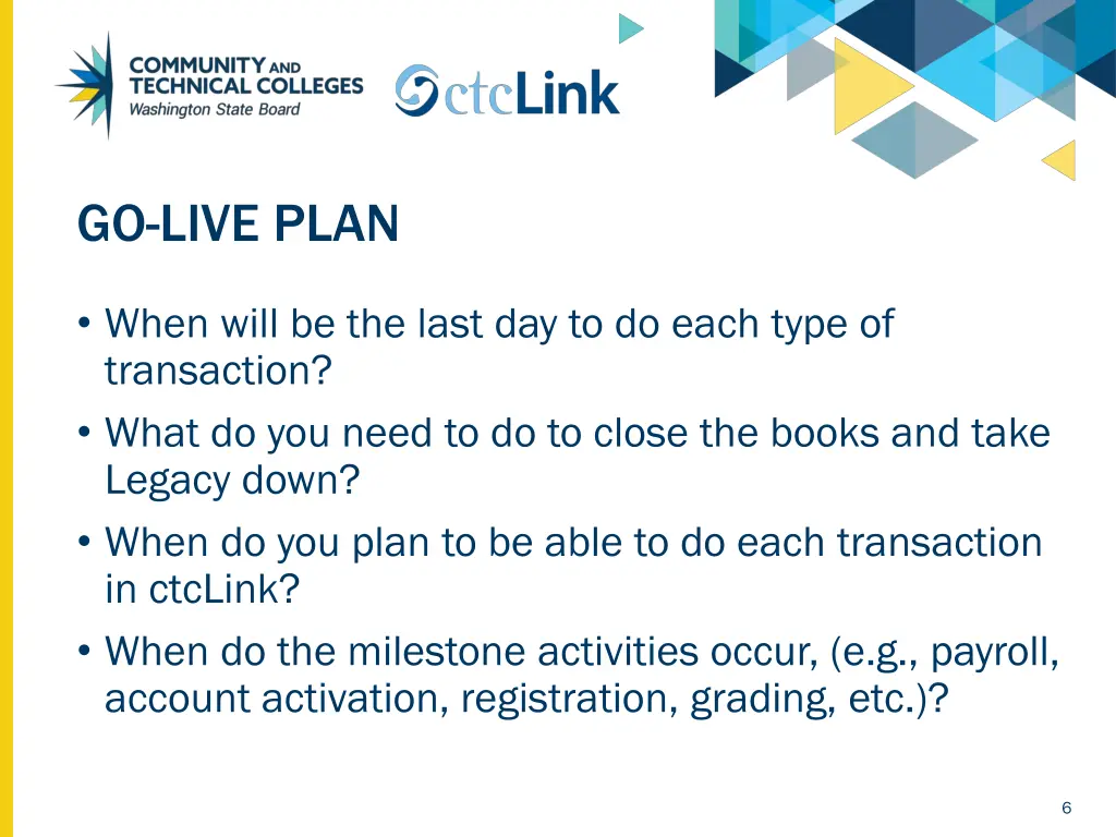 go live plan