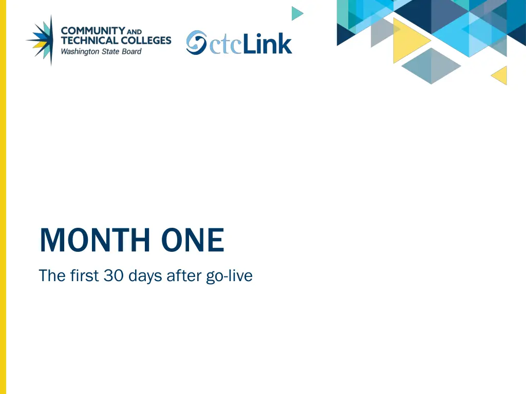month one the first 30 days after go live