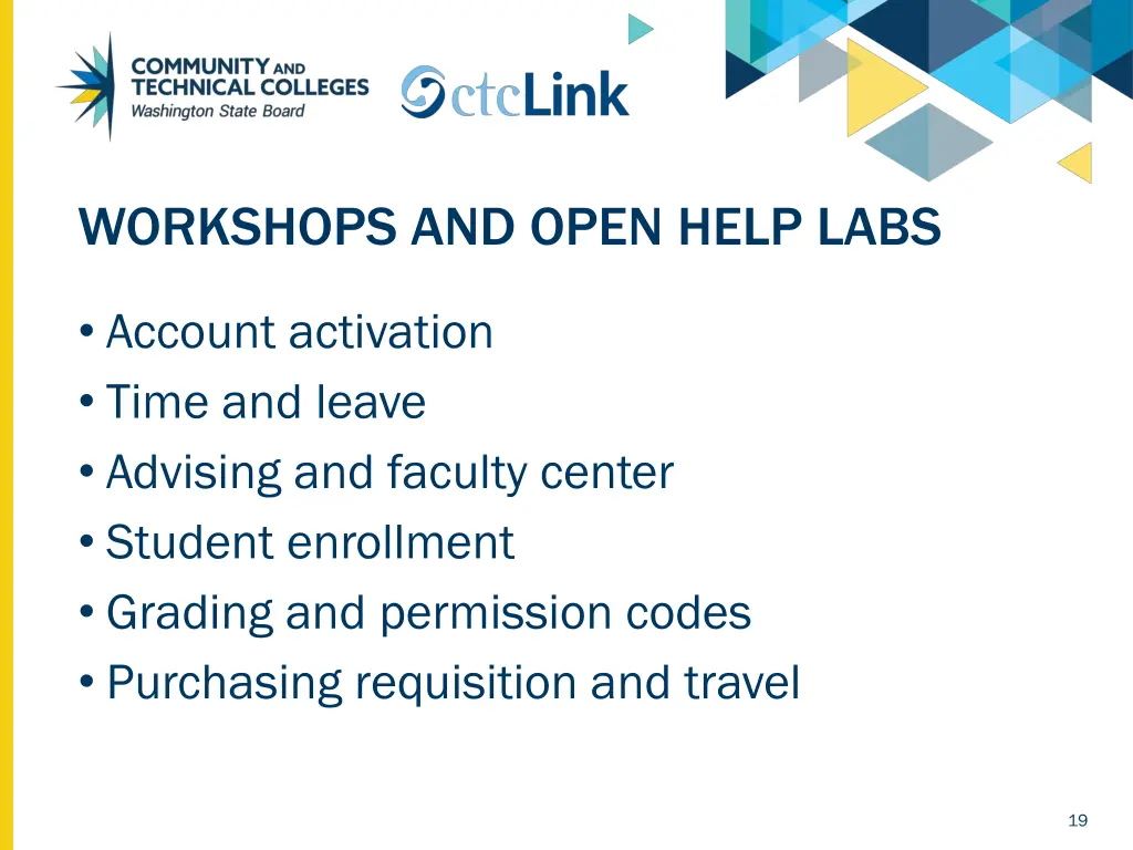 workshops and open help labs