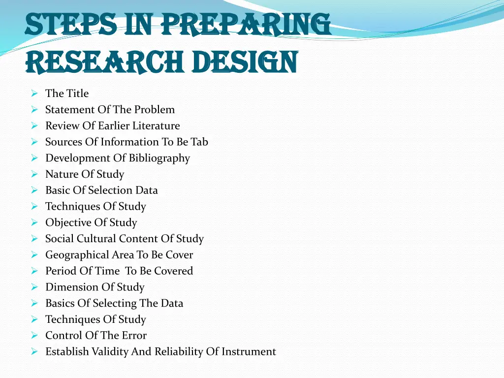 steps in preparing steps in preparing research