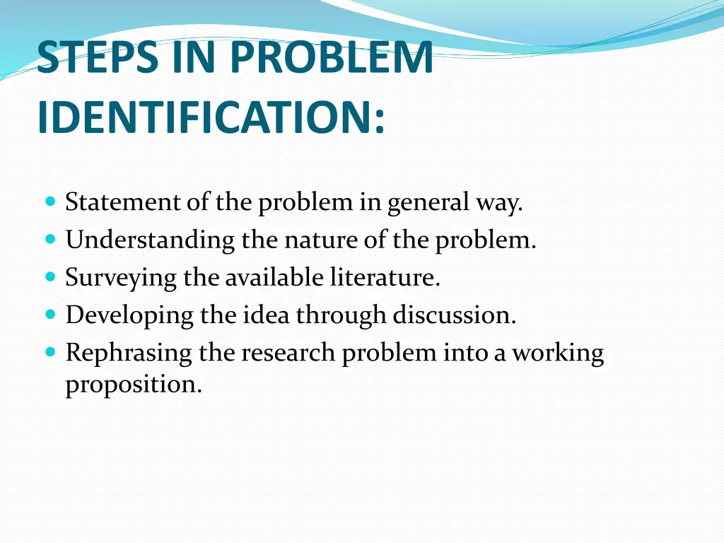 steps in problem identification