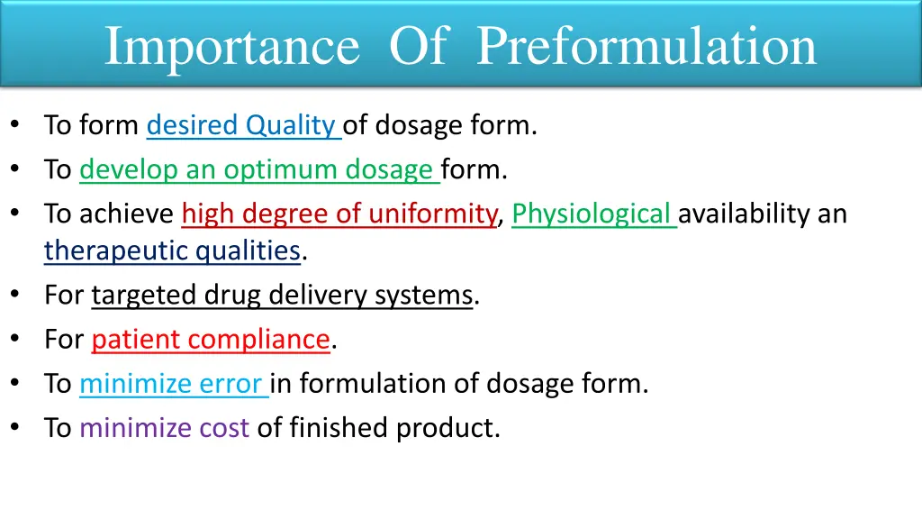 importance of preformulation