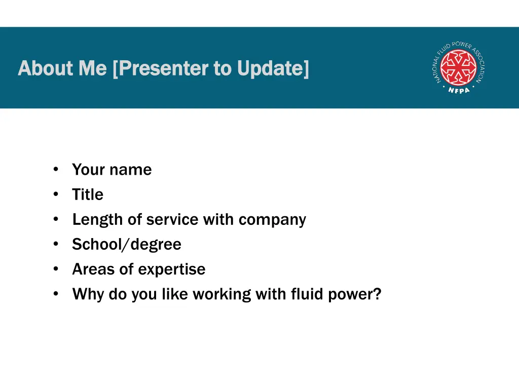 about me presenter to update about me presenter