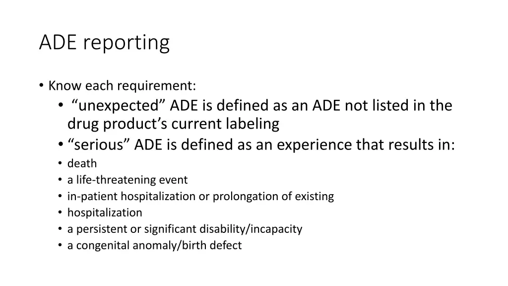 ade reporting