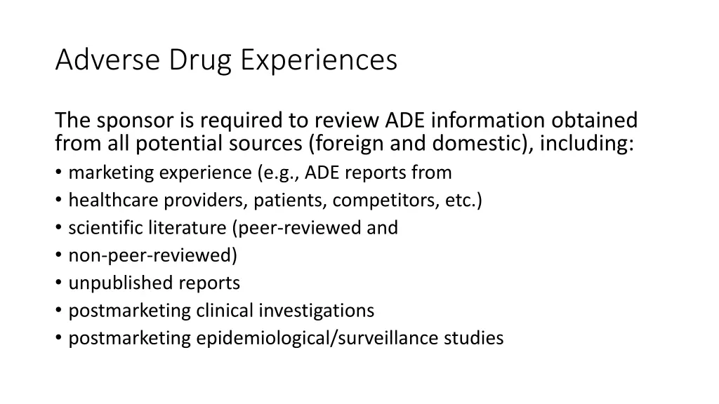 adverse drug experiences