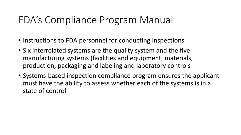 fda s compliance program manual
