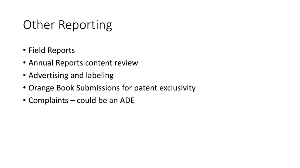 other reporting