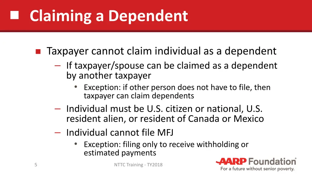 claiming a dependent 1