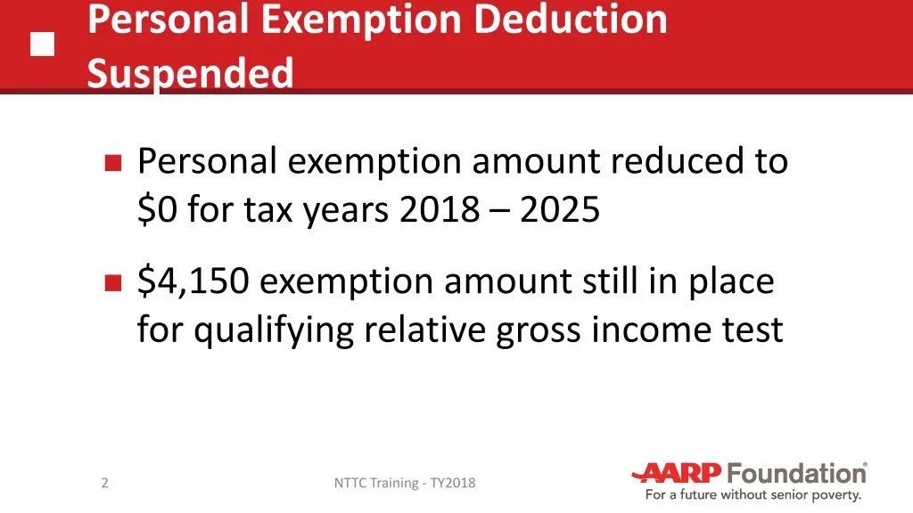 personal exemption deduction suspended