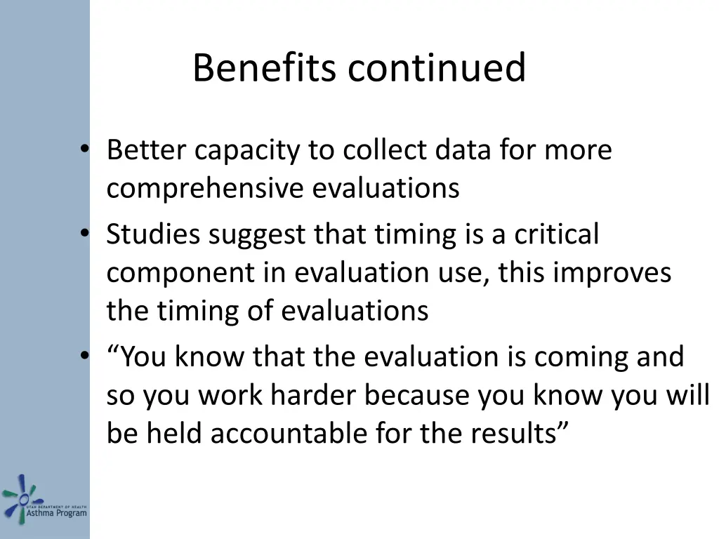 benefits continued