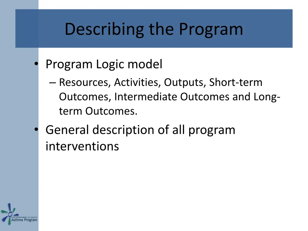 describing the program