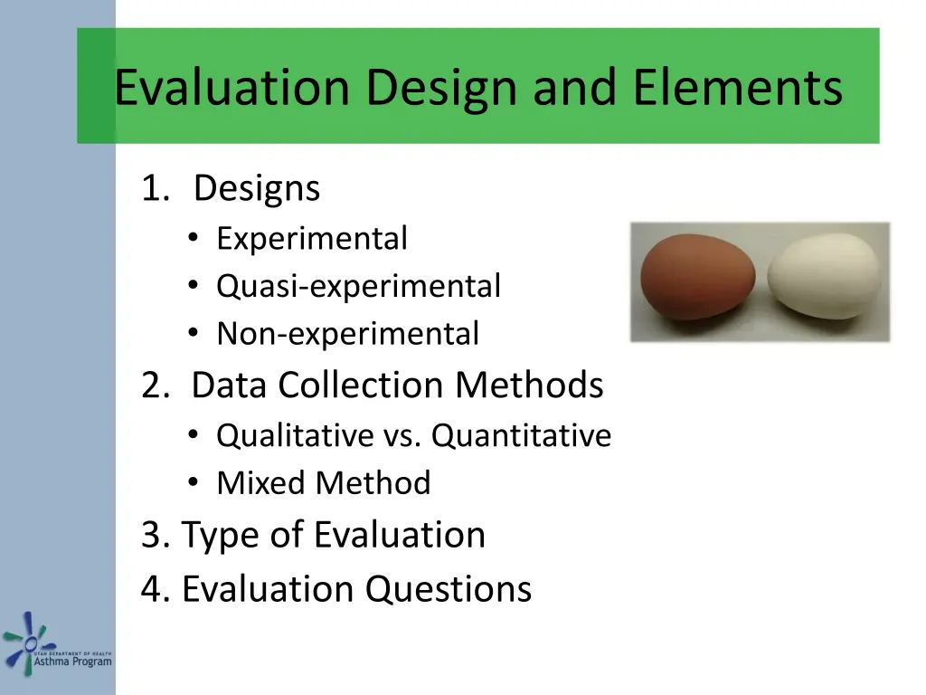 evaluation design and elements 1
