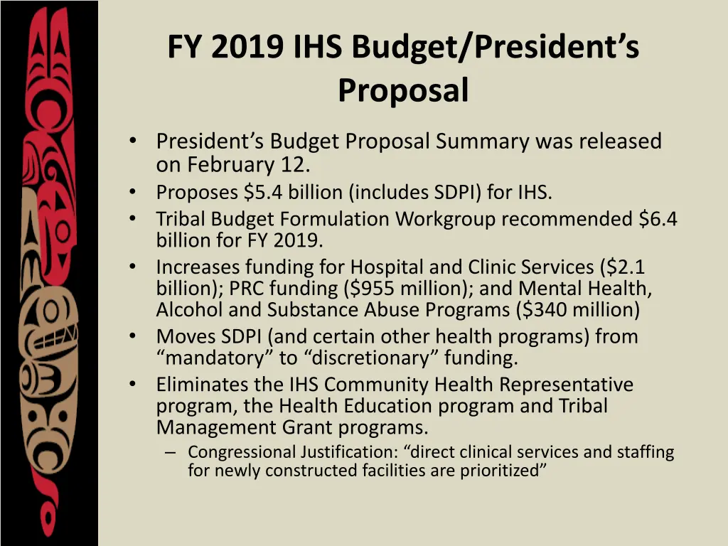 fy 2019 ihs budget president s proposal