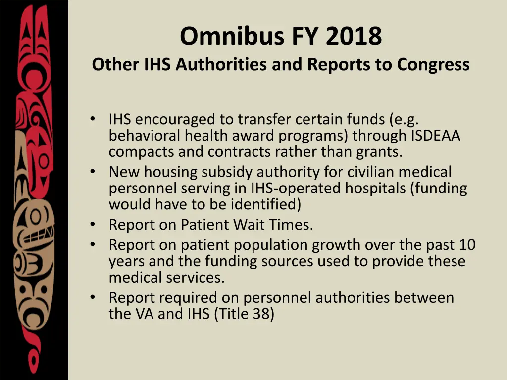 omnibus fy 2018 other ihs authorities and reports