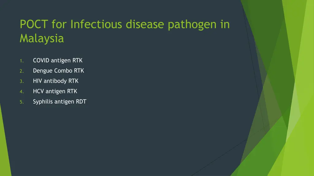 poct for infectious disease pathogen in malaysia
