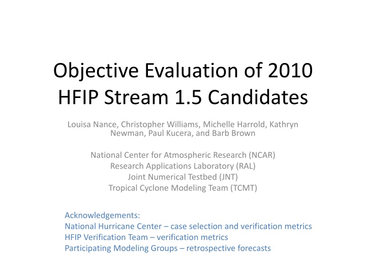 objective evaluation of 2010 hfip stream