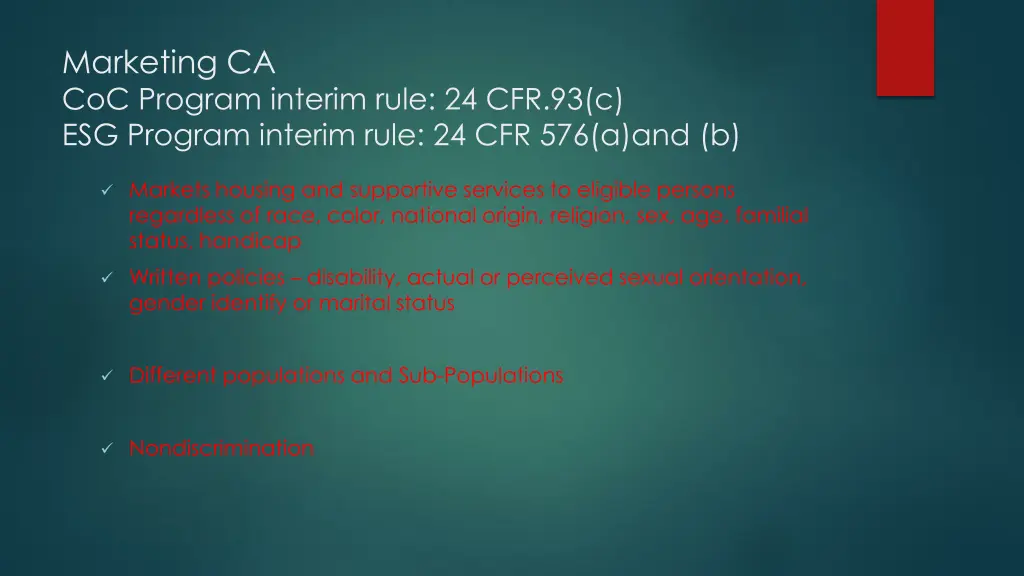 marketing ca coc program interim rule