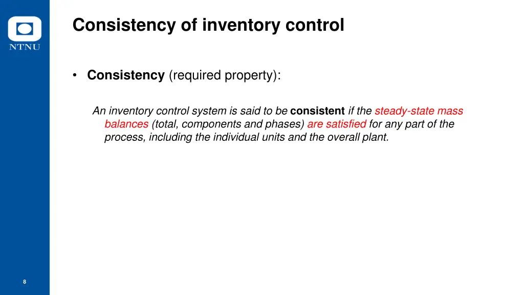 consistency of inventory control