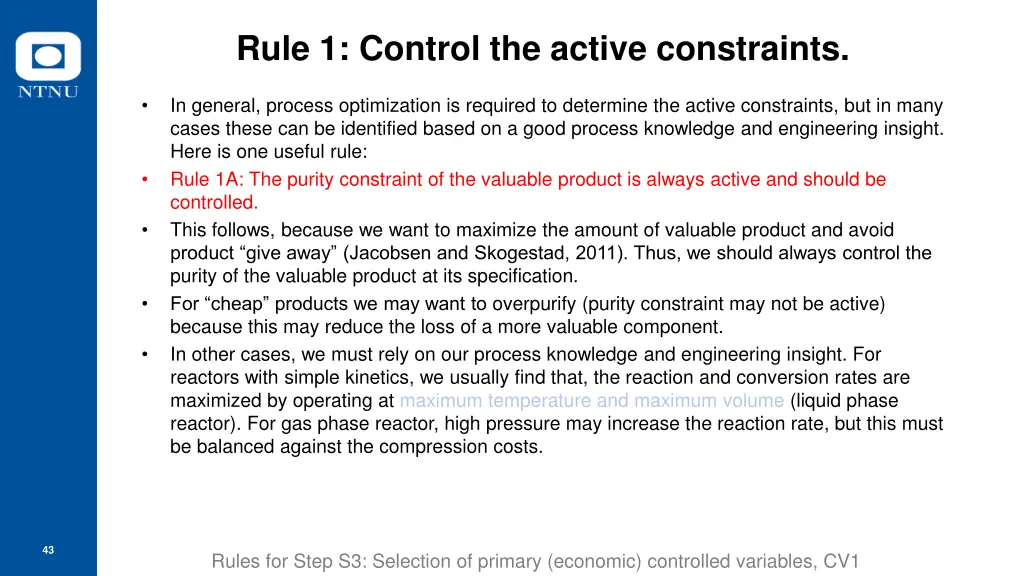 rule 1 control the active constraints