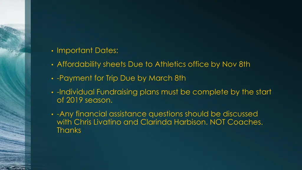 important dates