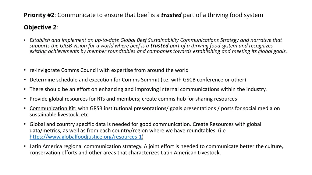 priority 2 communicate to ensure that beef
