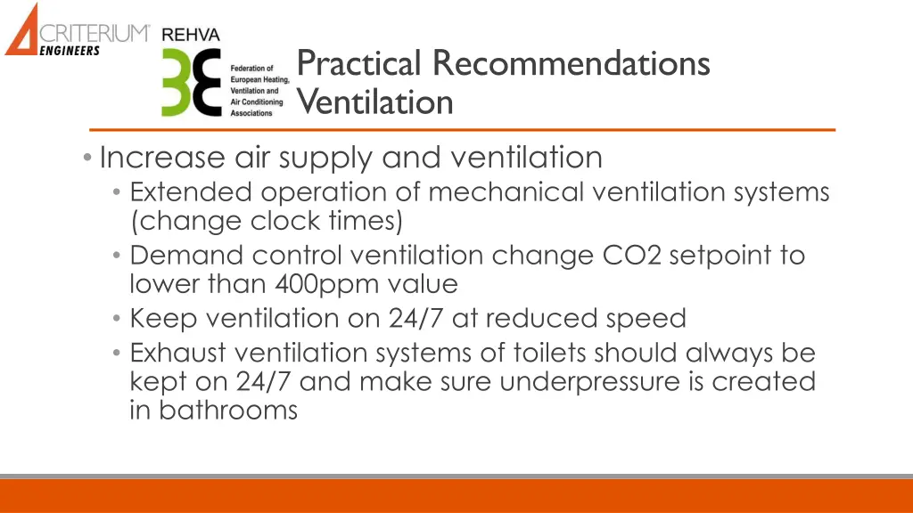 practical recommendations ventilation