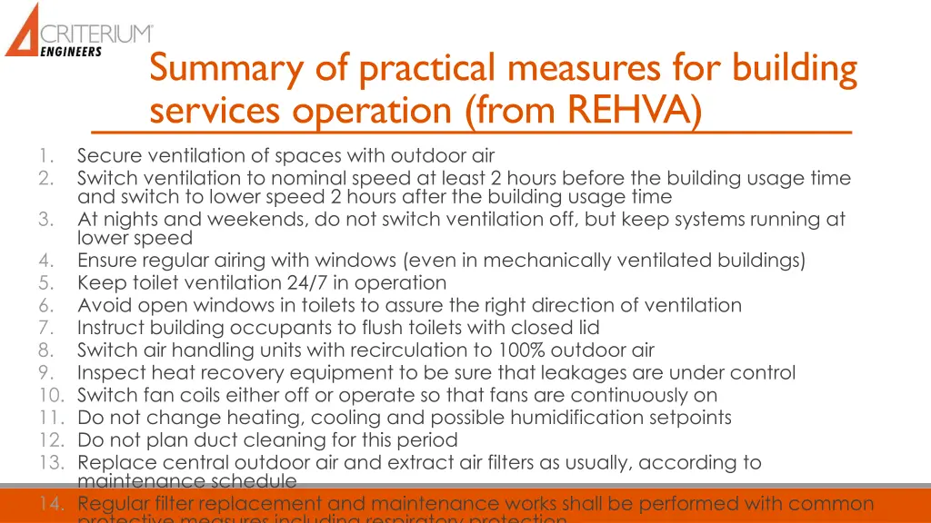 summary of practical measures for building