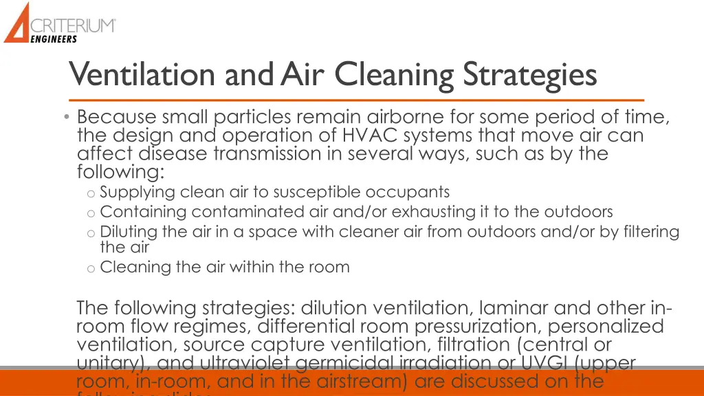 ventilation and air cleaning strategies