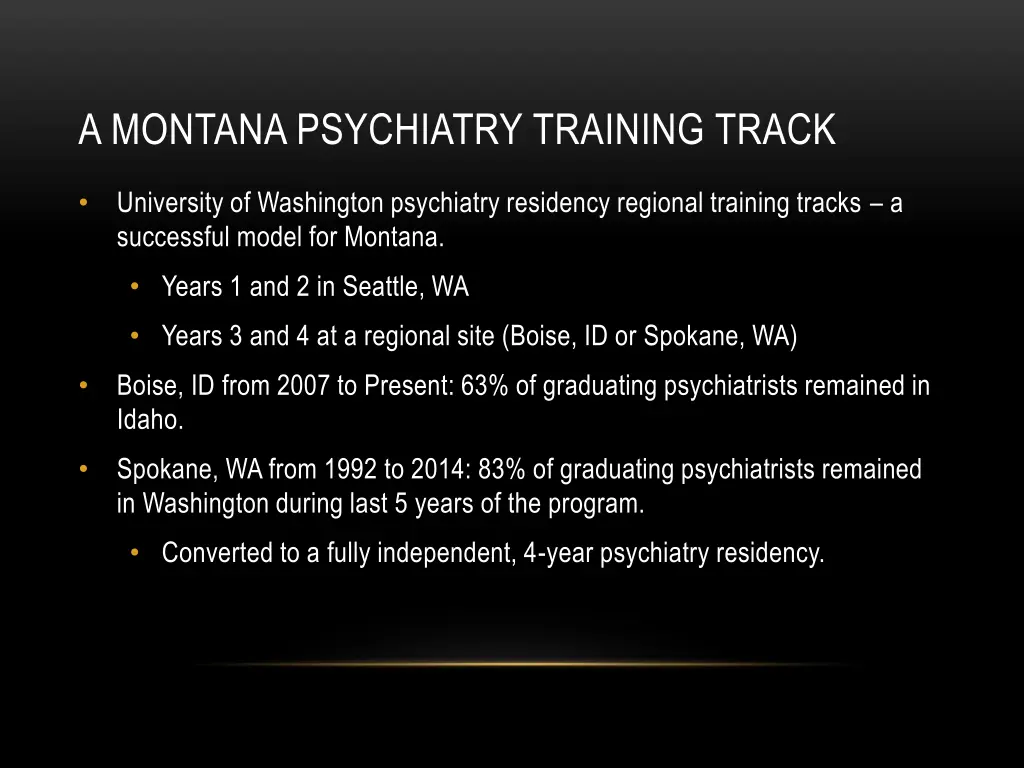 a montana psychiatry training track