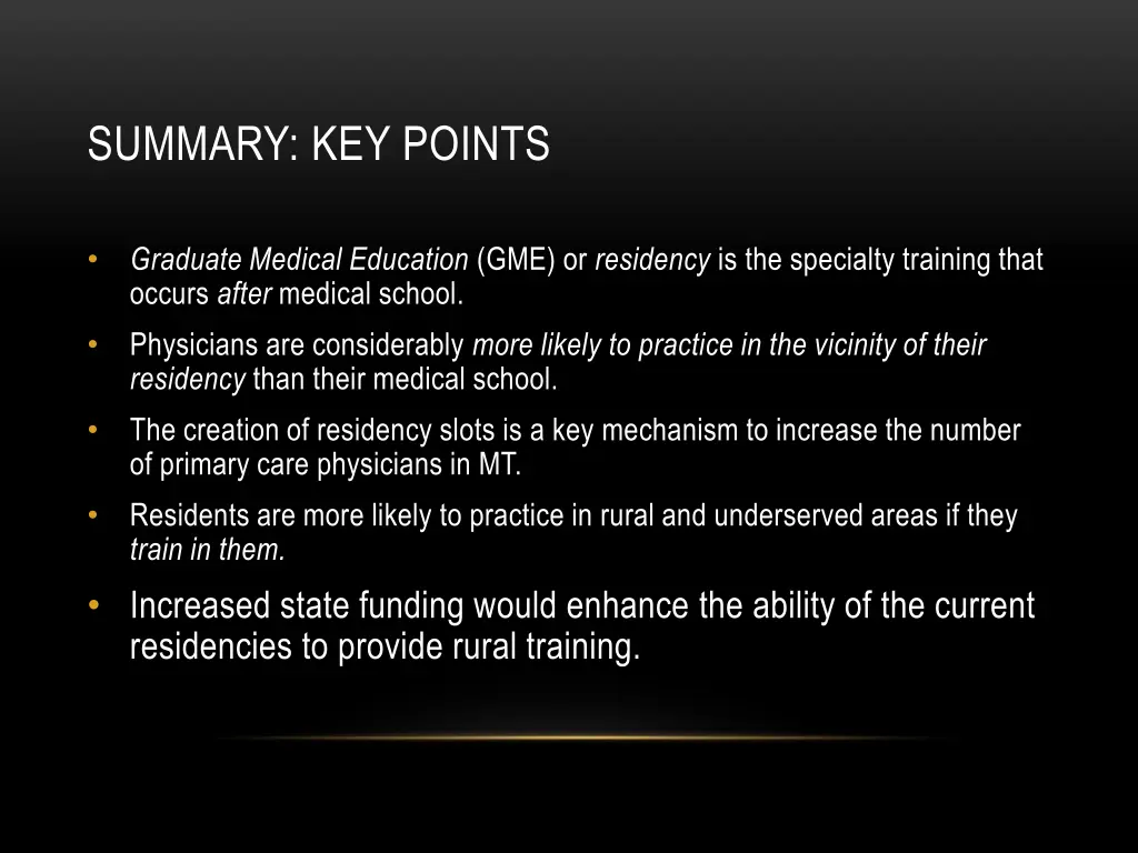summary key points