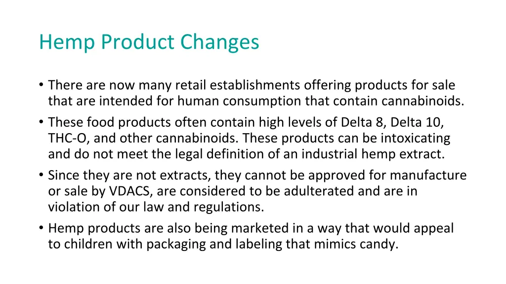 hemp product changes