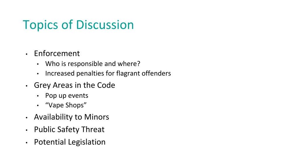 topics of discussion