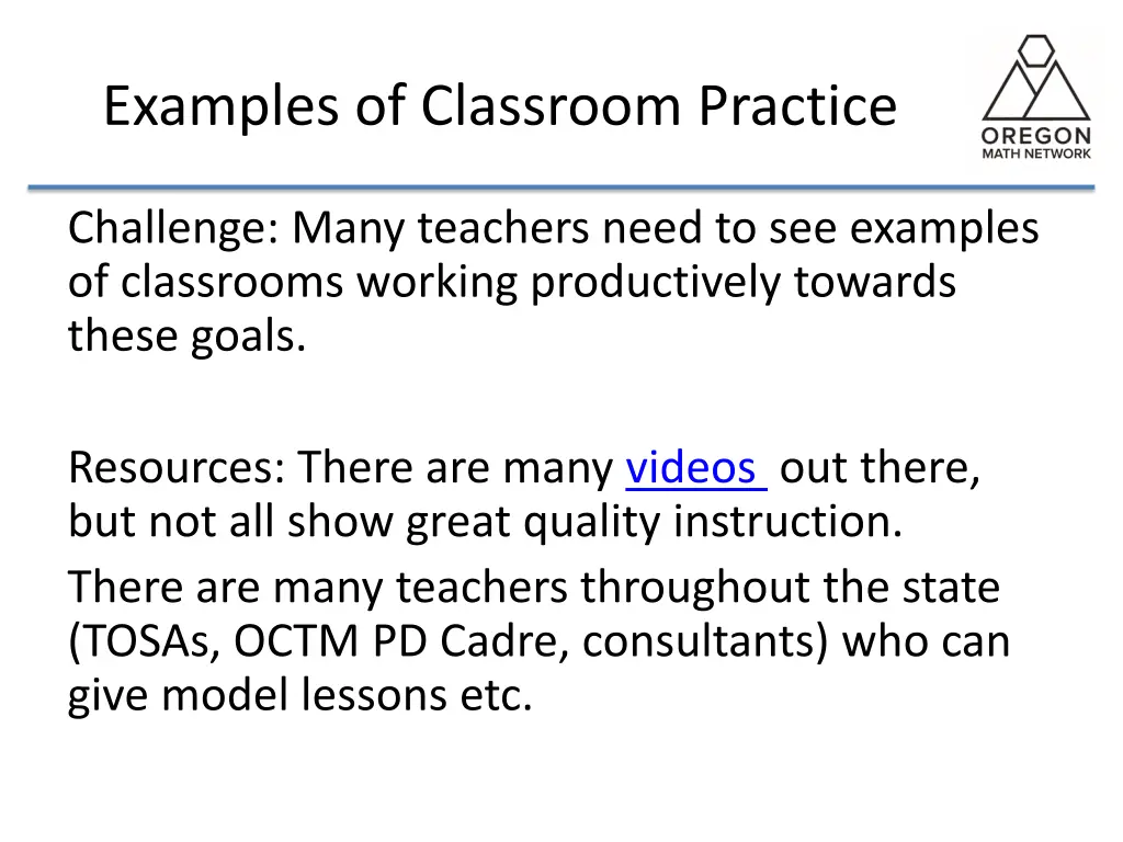 examples of classroom practice