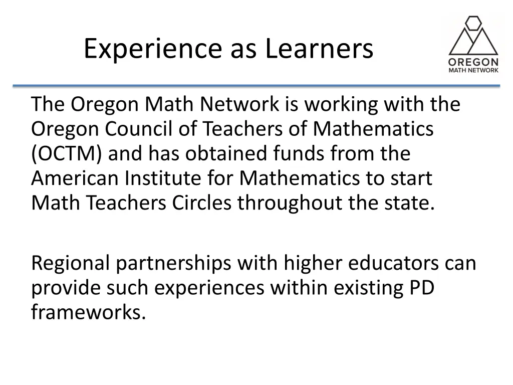 experience as learners 1