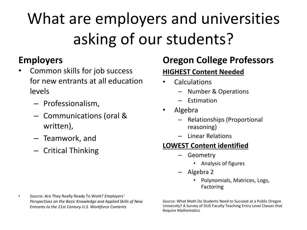 what are employers and universities asking