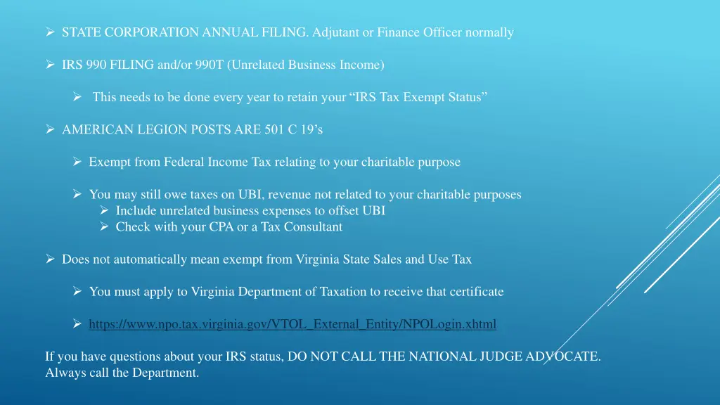 state corporation annual filing adjutant