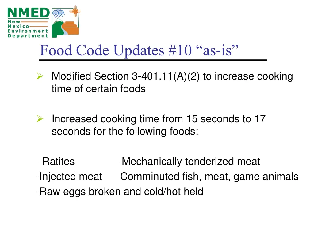 food code updates 10 as is