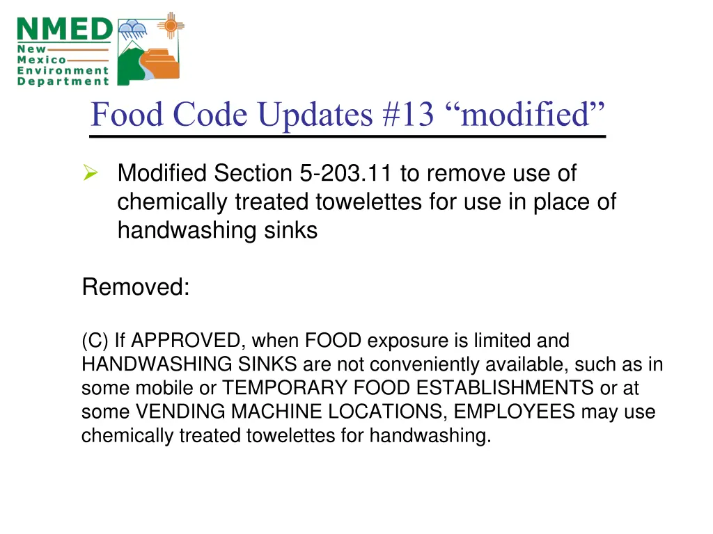 food code updates 13 modified