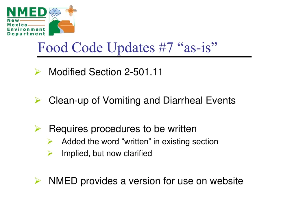 food code updates 7 as is