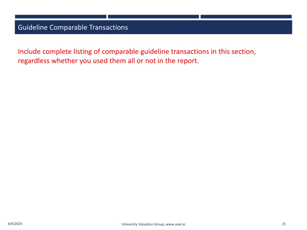 guideline comparable transactions