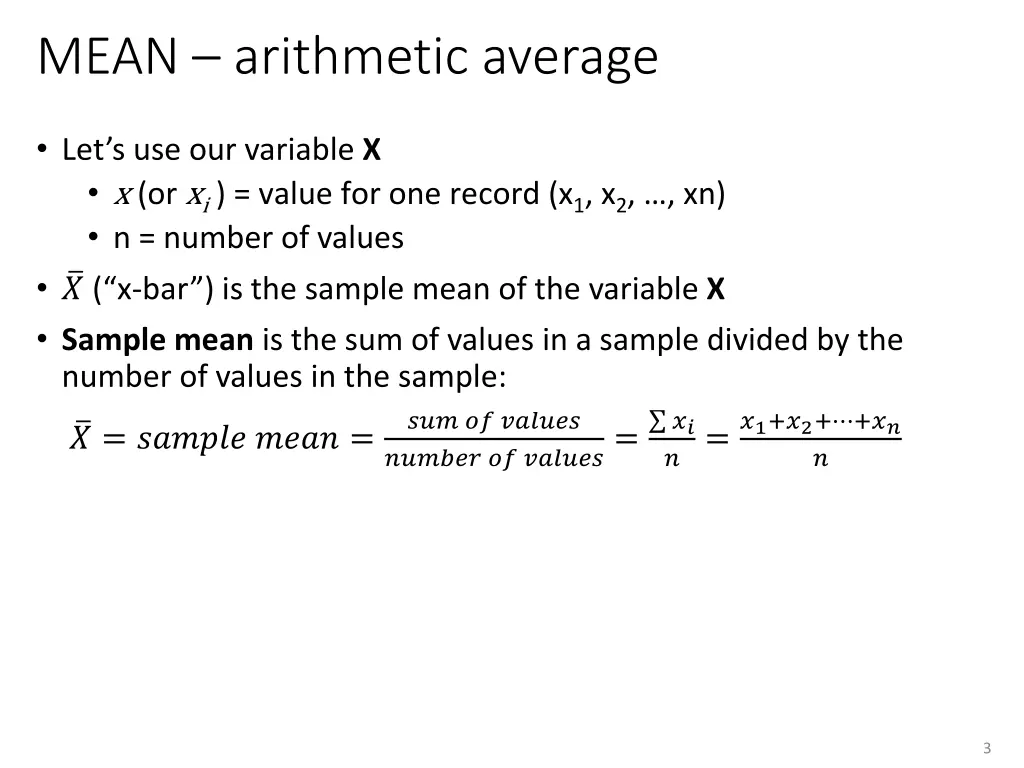 mean arithmetic average