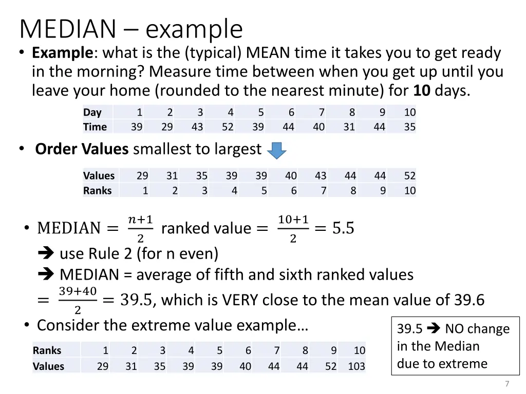 median example example what is the typical mean