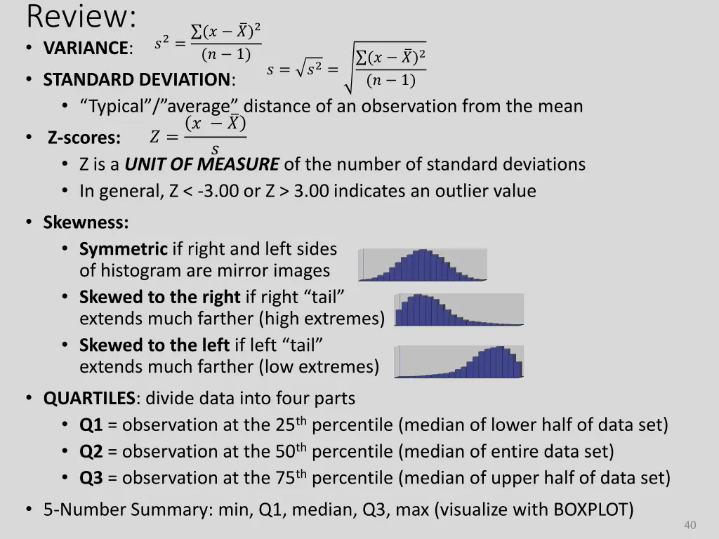 review variance standard deviation typical