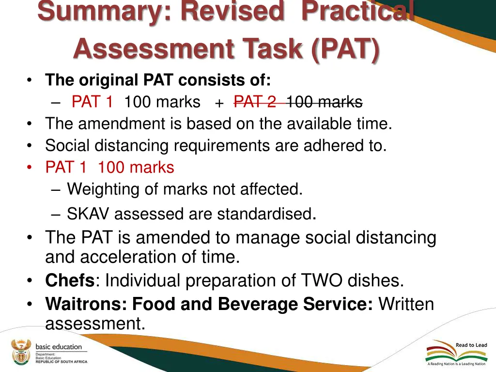 summary revised practical assessment task
