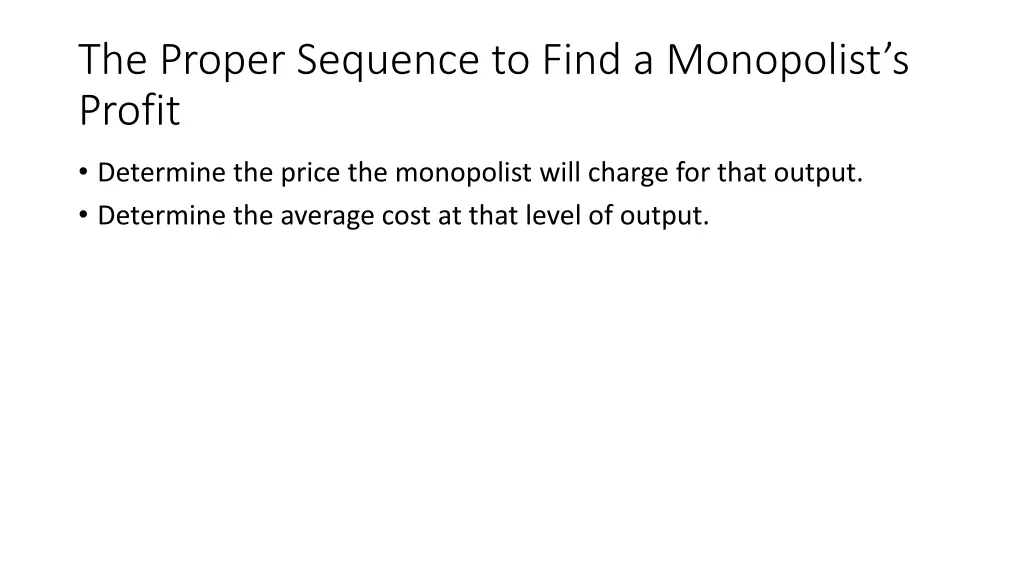 the proper sequence to find a monopolist s profit 1