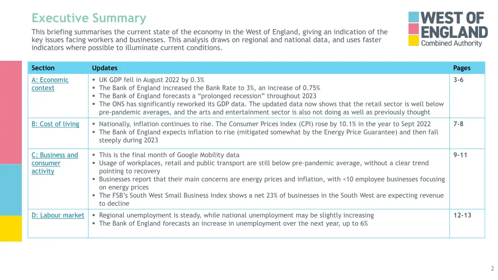 executive summary this briefing summarises