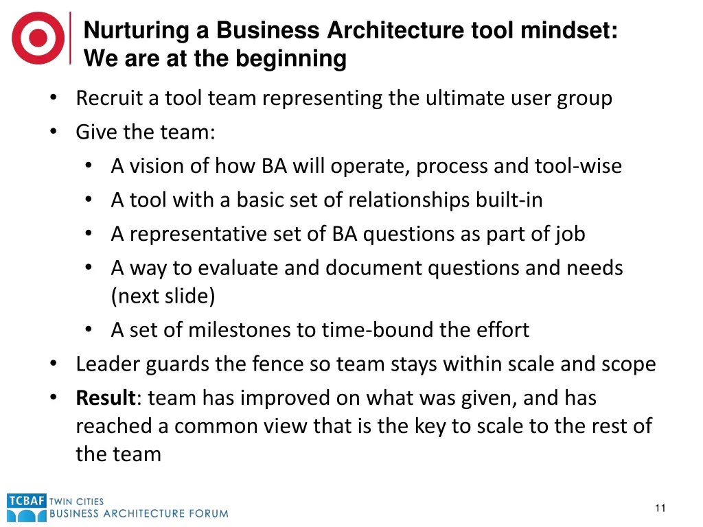 nurturing a business architecture tool mindset