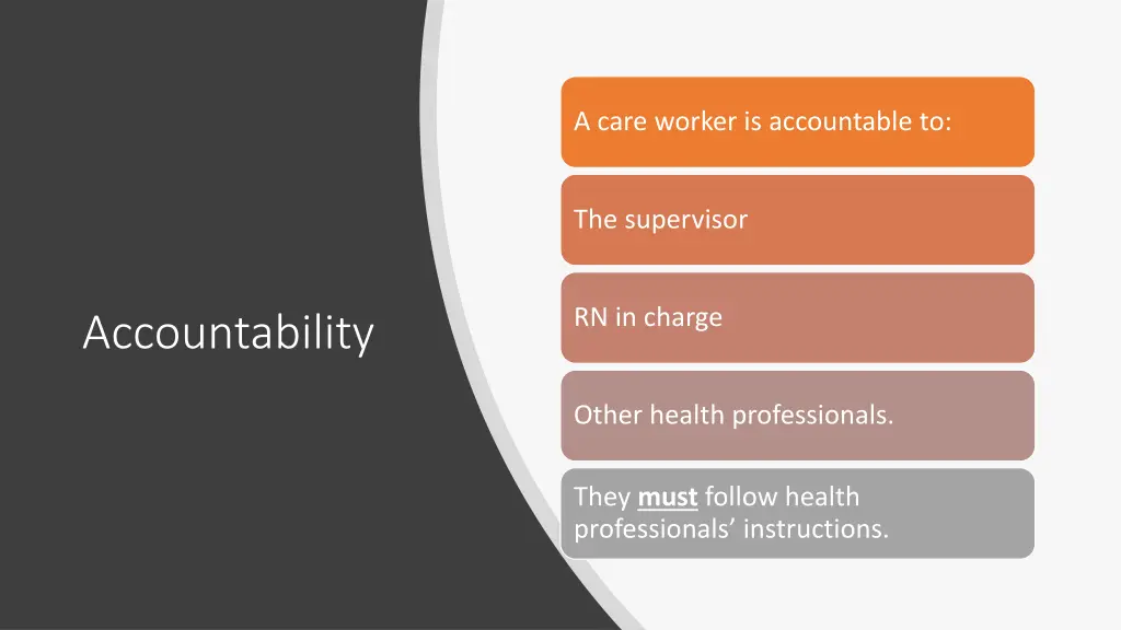 a care worker is accountable to